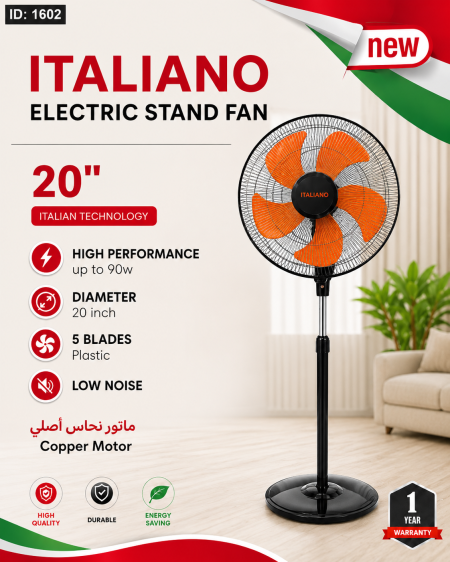 מאוורר 20 אינץ' עם מנוע נחושת מקורי – ITALIANO