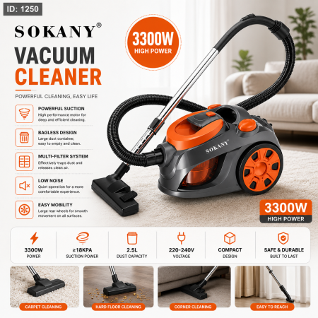 שואב אבק לרכב עם פילטר SOKANY – 3300W