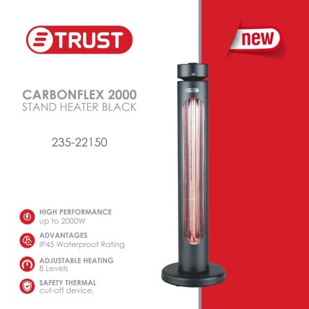 תנור חימום עמוד קרבון – TRUST, עם שלט רחוק