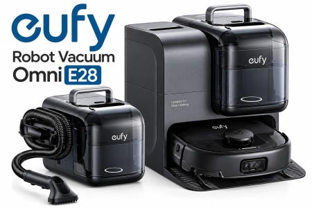 eufy Robot Vacuum Omni E28 + מכשיר לניקוי ספות ושטיחים