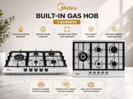 כיריים גז 75 ס"מ נירוסטה – MIDEA